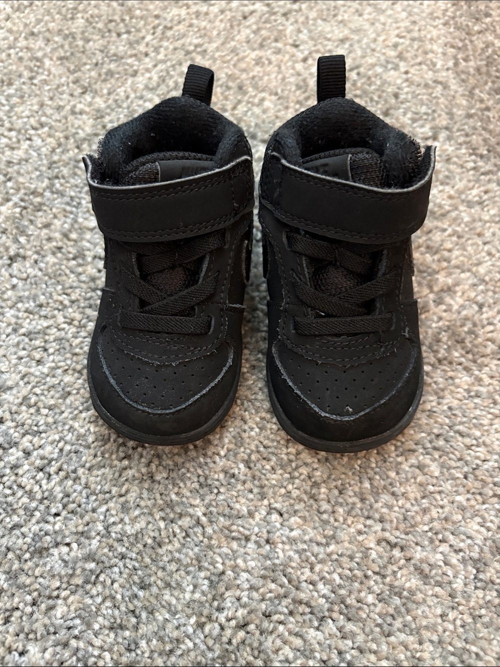 Kids Black Velcro Nikes